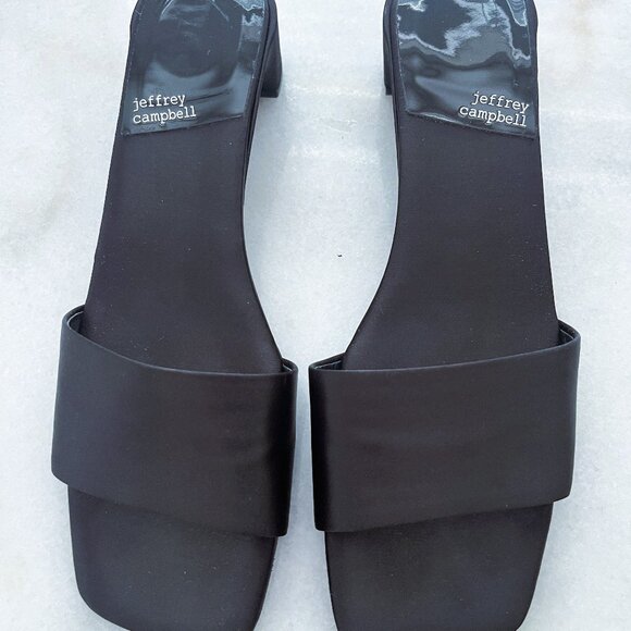 Jeffrey Campbell Low-Key Black Satin Women's Slides/Sandal Size 9M - Picture 5 of 7